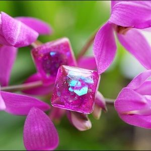 Purple Glitter Resin Earrings